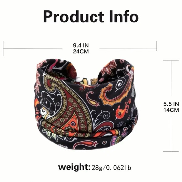 PAISLEY PRINT BOHO ELASTIC KNOTTED HEADBAND - Picture 3 of 3